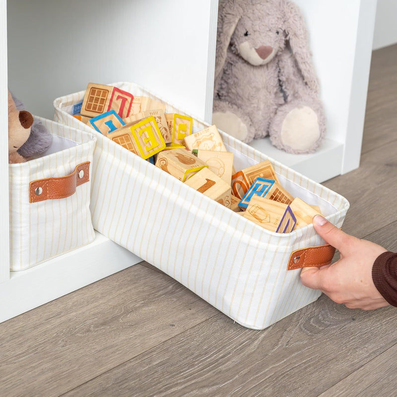 OrganiHaus Large Fabric Storage Baskets for Shelves 3 Pack, 15x11in Closet Storage Bins for Shelves, Cloth Baskets, Fabric Storage Cubes, Linen Closet Organizers, Fabric Basket, White Basket