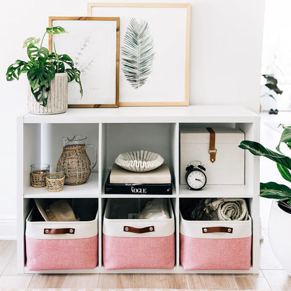 OrganiHaus Large Fabric Storage Baskets for Shelves 3 Pack, 15x11in Closet Storage Bins for Shelves, Cloth Baskets, Fabric Storage Cubes, Linen Closet Organizers, Fabric Basket, White Basket