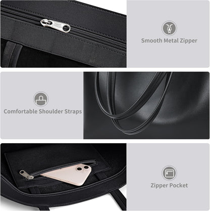 KALIDI Tote Bag Zipper Shoulder Bag Faux Leather Purses for Women Large Casual Handbag Work Dating College