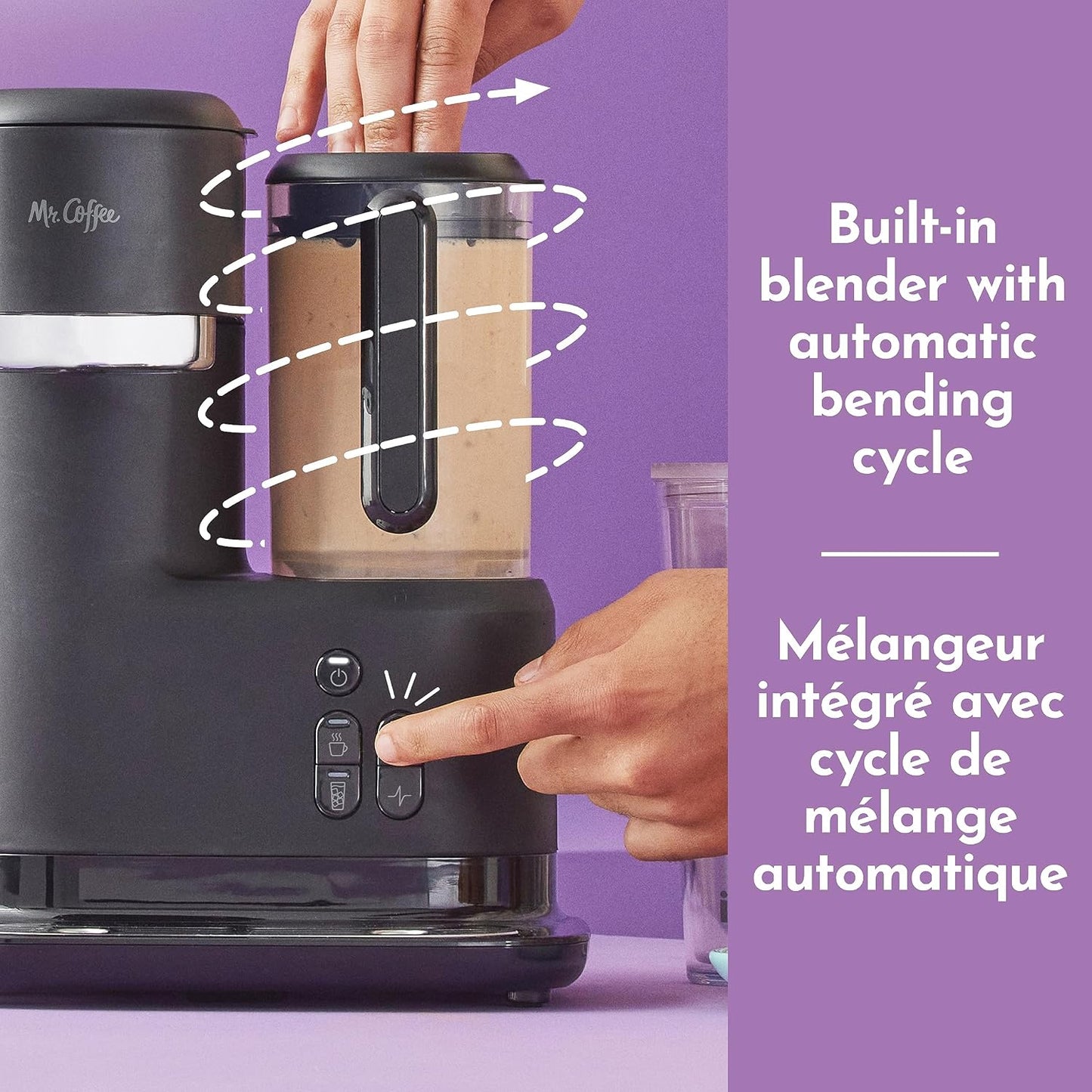 Mr. Coffee 3-in-1 Single-Serve Frappe, Iced, and Hot Coffee Maker and Blender | Coffee Machine with Reusable Filter, Scoop, Recipe Book & 2 Tumblers | Black