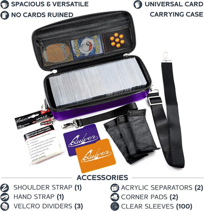 Pink Bolt Card Carrying Case - Playing Card Case Deck Box Storage, Compatible with TCG, Magic: the Gathering Commander MTG, YuGiOh & other Trading Cards (+ 100 Apollo Sleeves)