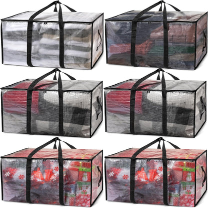 ClearSpace Oversized Moving Bags or Storage Bag – Large Moving Boxes with Backpack Straps, Zippers & Handles – Heavy-Duty Packing Bags, College Dorm, Christmas Decorations, 6 Pack