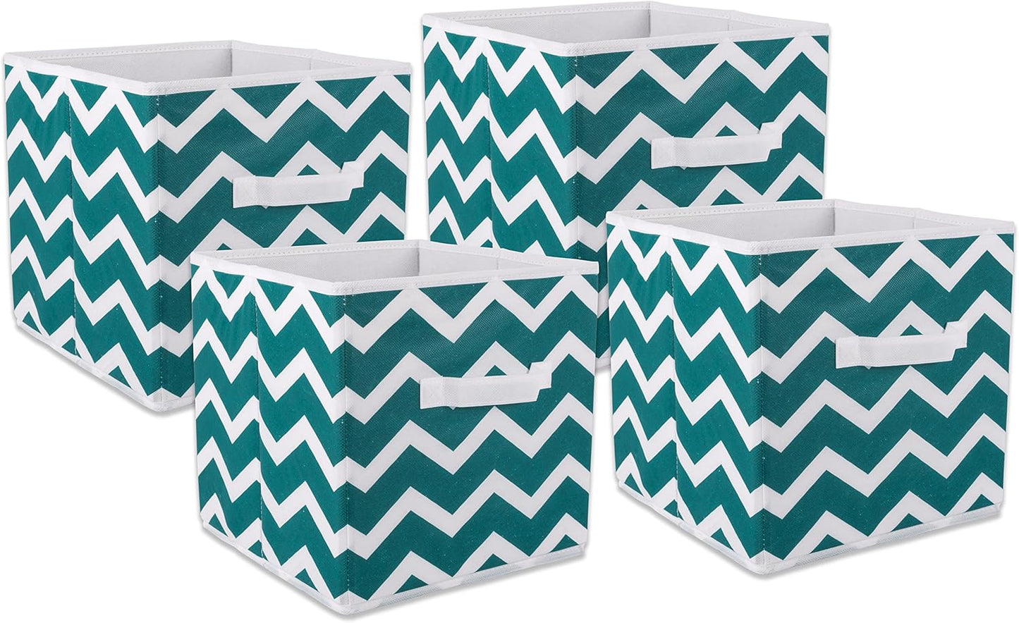 DII Foldable Fabric Storage Containers for Nurseries, Offices, Closets, Home Decor, Cube Organizers & Everyday Storage Needs, (Large - 11 x 11 x 11) Scroll Nautical Blue - Set of 2