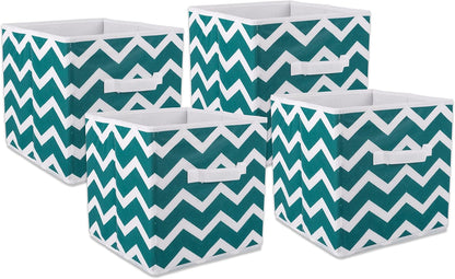 DII Foldable Fabric Storage Containers for Nurseries, Offices, Closets, Home Decor, Cube Organizers & Everyday Storage Needs, (Large - 11 x 11 x 11) Scroll Nautical Blue - Set of 2