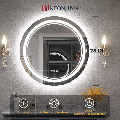 Keonjinn 40 x 32 Inch LED Bathroom Mirror with Acrylic, Backlit Mirror Anti-Fog, Lighted Bathroom Mirror for Wall, CRI90 High Definition Dimmable Large Makeup Mirror(Horizontal/Vertical)