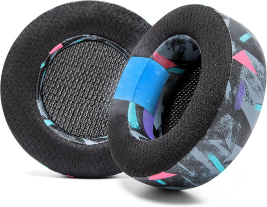 WC Freeze Virtuoso - Hybrid Fabric Cooling Gel Replacement Earpads for Corsair Virtuoso Gaming Headset, Made by Wicked Cushions, Improved Durability, Thickness and Sound Isolation |90s Black