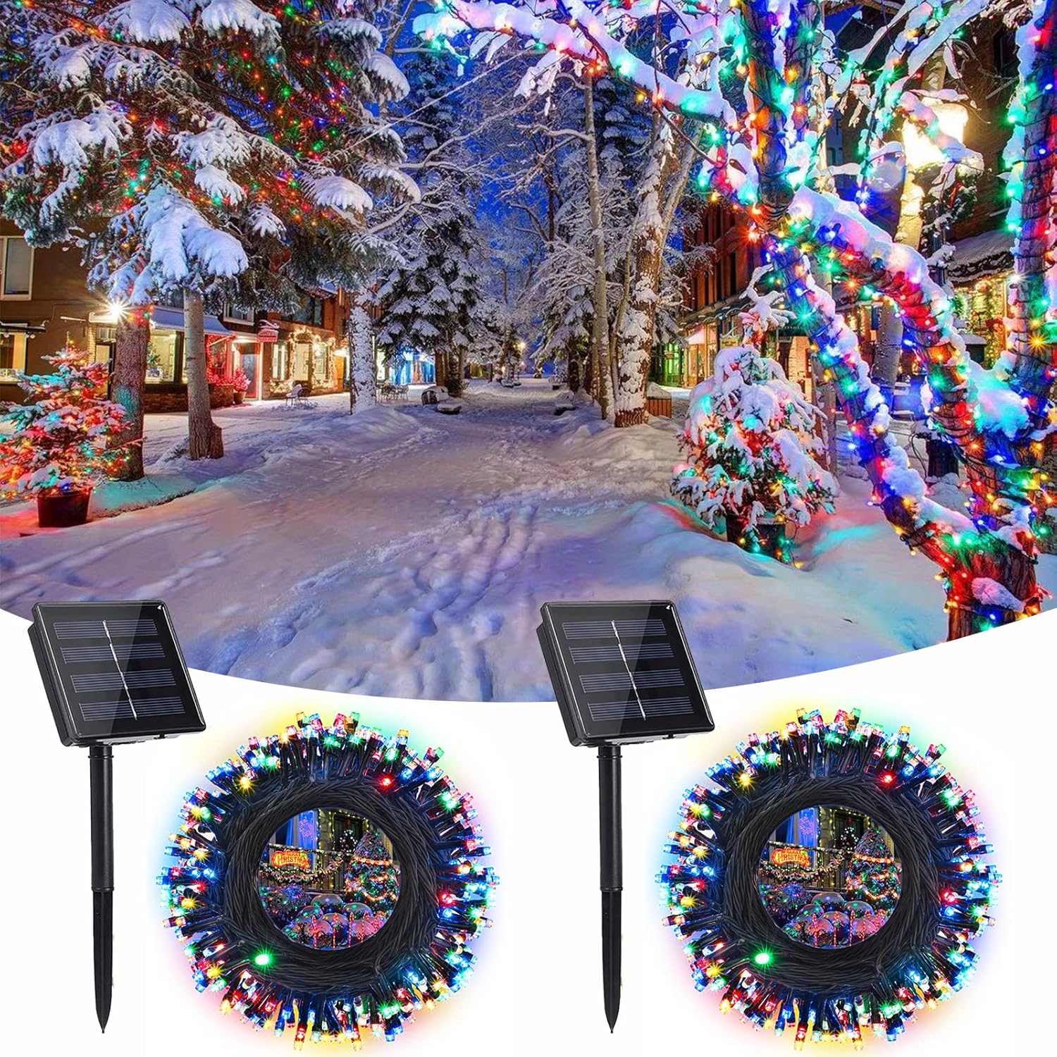 Solar String Lights Outdoor, 2 Pack Total 144 FT 400 LED Solar Fairy Lights with 8 Modes, Waterproof Outdoor String Lights for Patio, Garden, Party, Yard, Christmas, Holiday Decorations ((Multicolor) - PuriLite