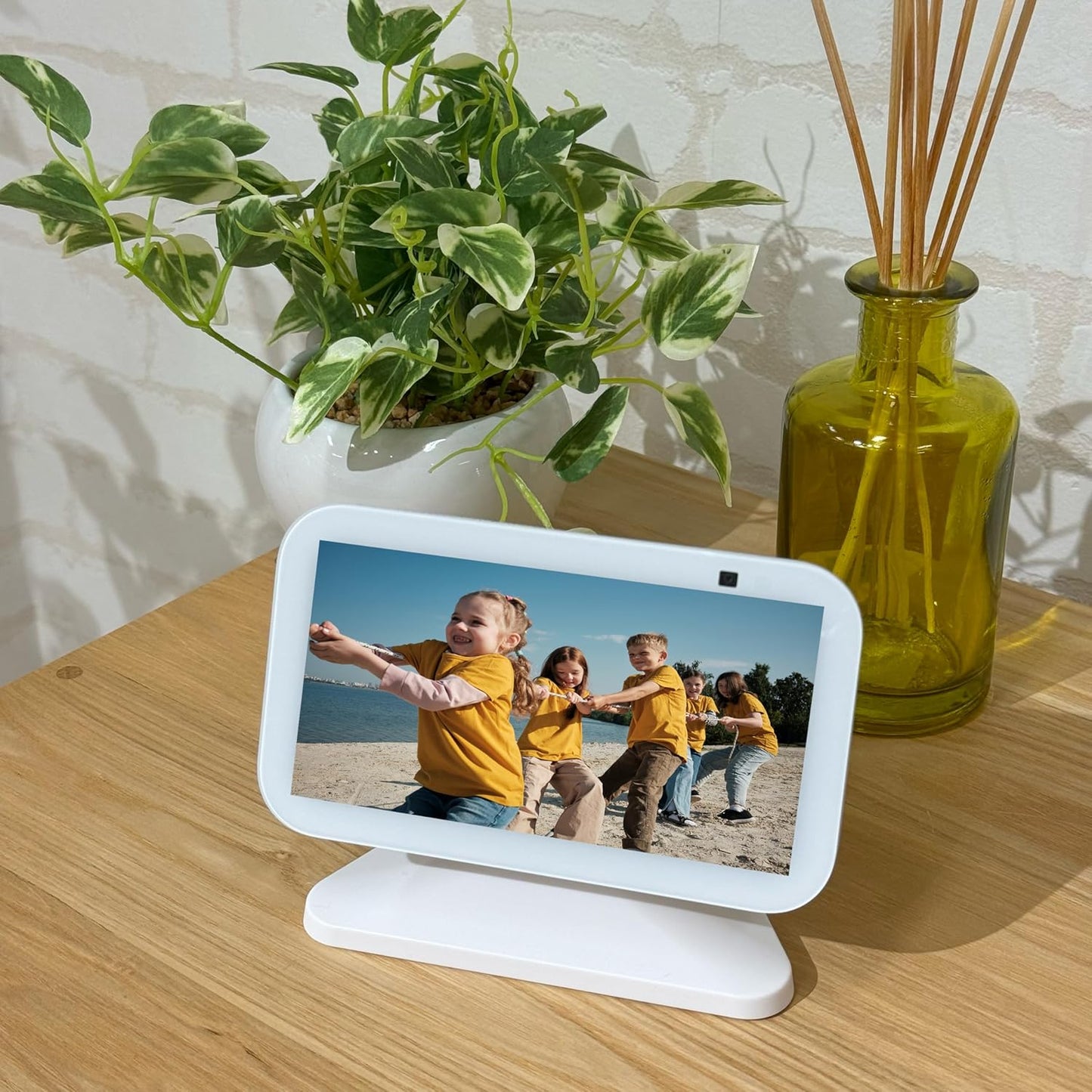 Sintron Adjustable Magnetic Stand Mount for Echo Show 5 (3rd Gen) & iPhone Models, Smart Display Stand Holder for Show 5 3rd Gen with 360 Degree Rotation, Swivel Tilt Function, Anti-Slip Base (Black)