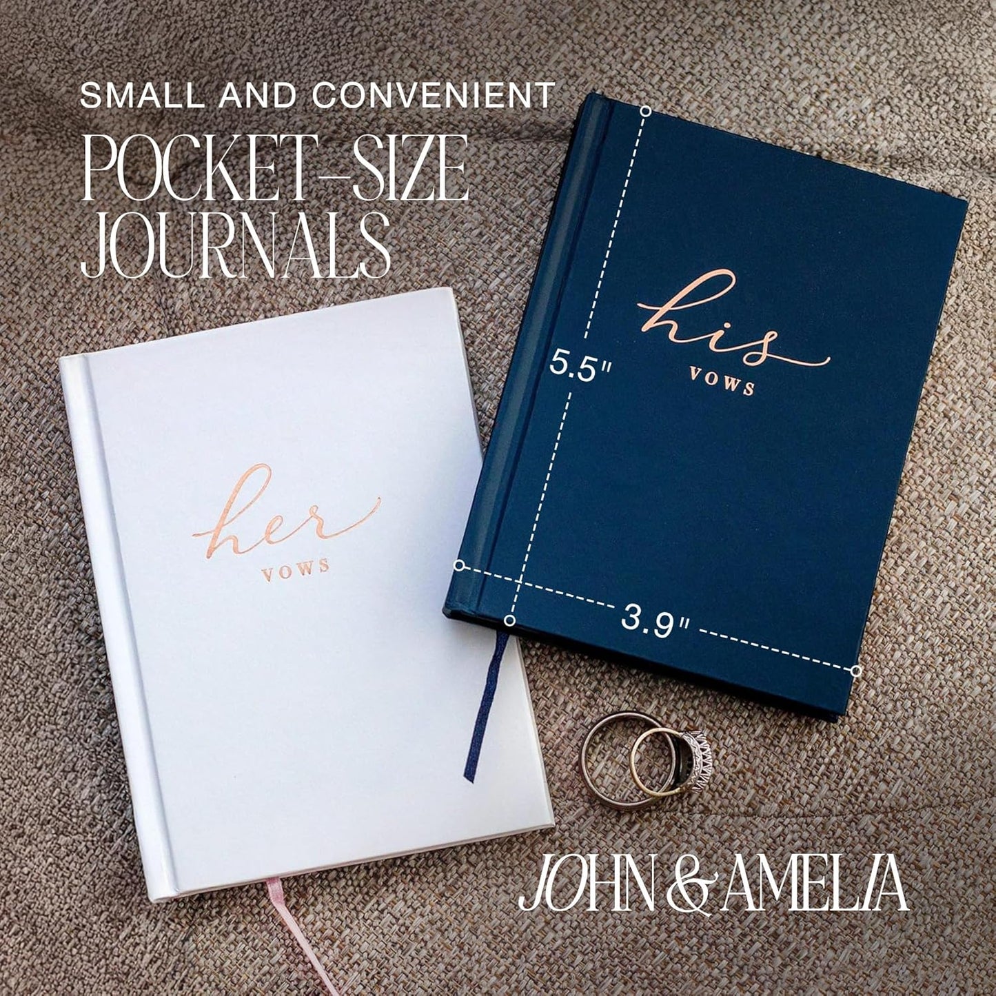 Wedding Vow Books His and Hers – Perfectly Sized, Hardcover Vow Booklets with Gold Foil Lettering – Vows Book Her & Him, Wedding Essentials Idea, Wedding Registry Gifts (Black Ivory, Gold)