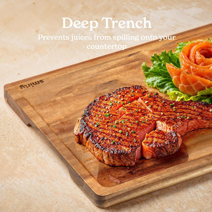 SMIRLY Wood Cutting Boards For Kitchen Meal Prep & Serving, Bamboo Cutting Board Set, Charcuterie Chopping Boards and Wooden Cutting Boards for Kitchen