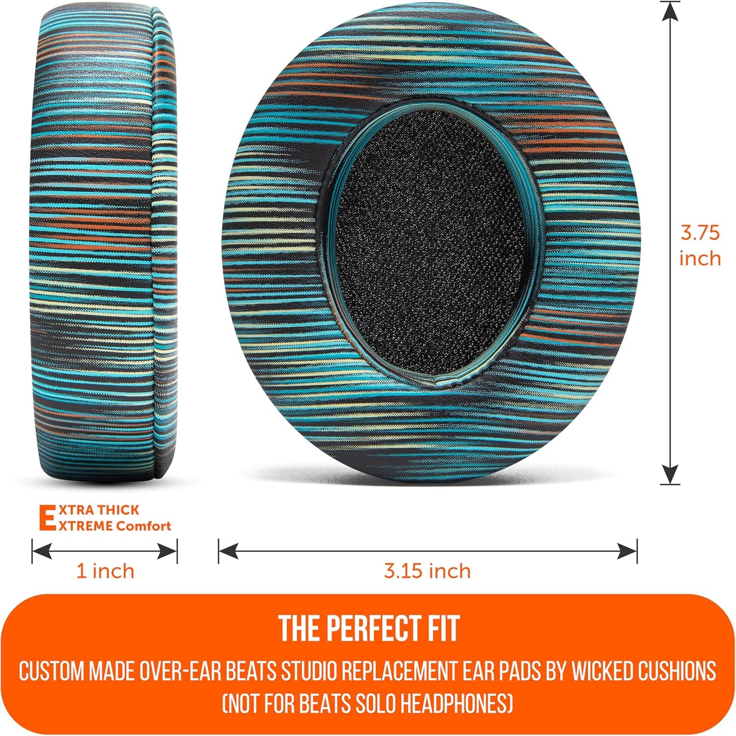 WC Wicked Cushions Replacement Ear Pads for Beats Studio 2 & 3 (B0501, B0500) Wired & Wireless | Does NOT Fit Beats Solo | Softer PU Leather, Enhanced Foam & Stronger Adhesive | Emerald Tide