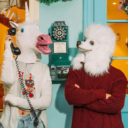 Dog Mask Poodle Head Face Costume Novelty Halloween Party Dressing Up Masks For Adults And Kids (White poodle)