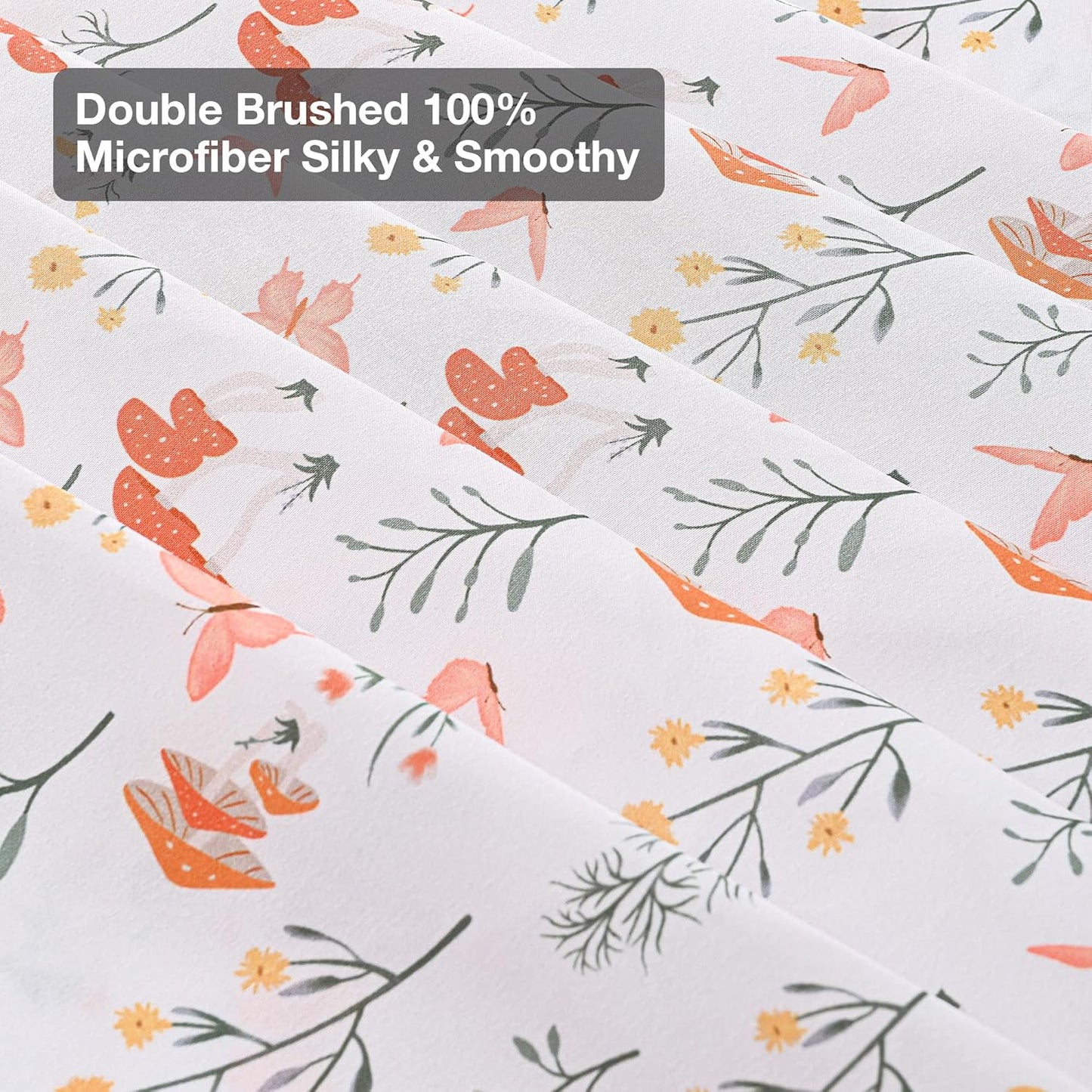 Viviland Floral Queen Sheet Set - 4 Piece Vintage Pink & Yellow Flower Patterned Bed Sheets - Soft, Breathable Microfiber Sheets with Deep Pocket, Non-Slip Fitted Sheets & Pillowcases