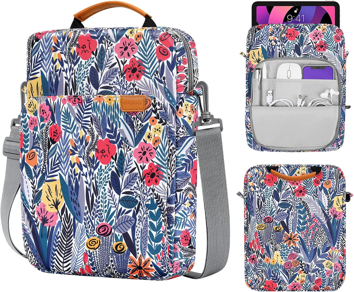 MoKo 13.3-14 Inch Laptop Sleeve Bag Fits MacBook Pro M3/M2 14" 2023, MacBook Pro 13" M2, New MacBook Air 13.6" M3/M2 2024/2022,Tab S8 Ultra 14.6",Handle Carrying Case with Shoulder Strap, Black & Gray - PuriLite