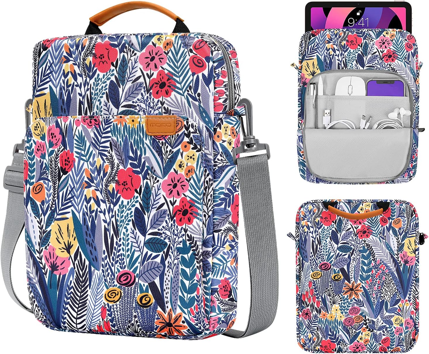 MoKo 13.3-14 Inch Laptop Sleeve Bag Fits MacBook Pro M3/M2 14" 2023, MacBook Pro 13" M2, New MacBook Air 13.6" M3/M2 2024/2022,Tab S8 Ultra 14.6",Handle Carrying Case with Shoulder Strap, Black & Gray - PuriLite