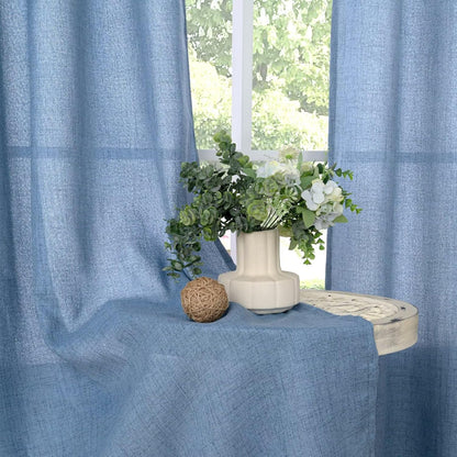 YoungsTex Natural Linen Curtains 84 Inch Long for Living Room Bedroom Grommet Top Light Filtering Privacy Linen Textured Window Semi Sheer Drapes, 2 Panels, 52x84 Inch, Natural