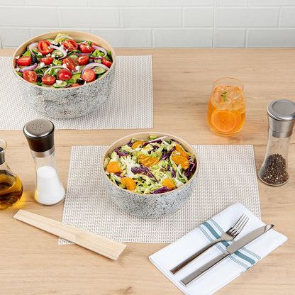 Restaurantware-Bambuddha 51 Ounce Extra Large Salad Bowl, 1 Heavy-Duty Round Salad Bowl - Sustainable, Reusable, Blue Bamboo Serving Dish, for Serving Salads, Fruits, and Appetizers