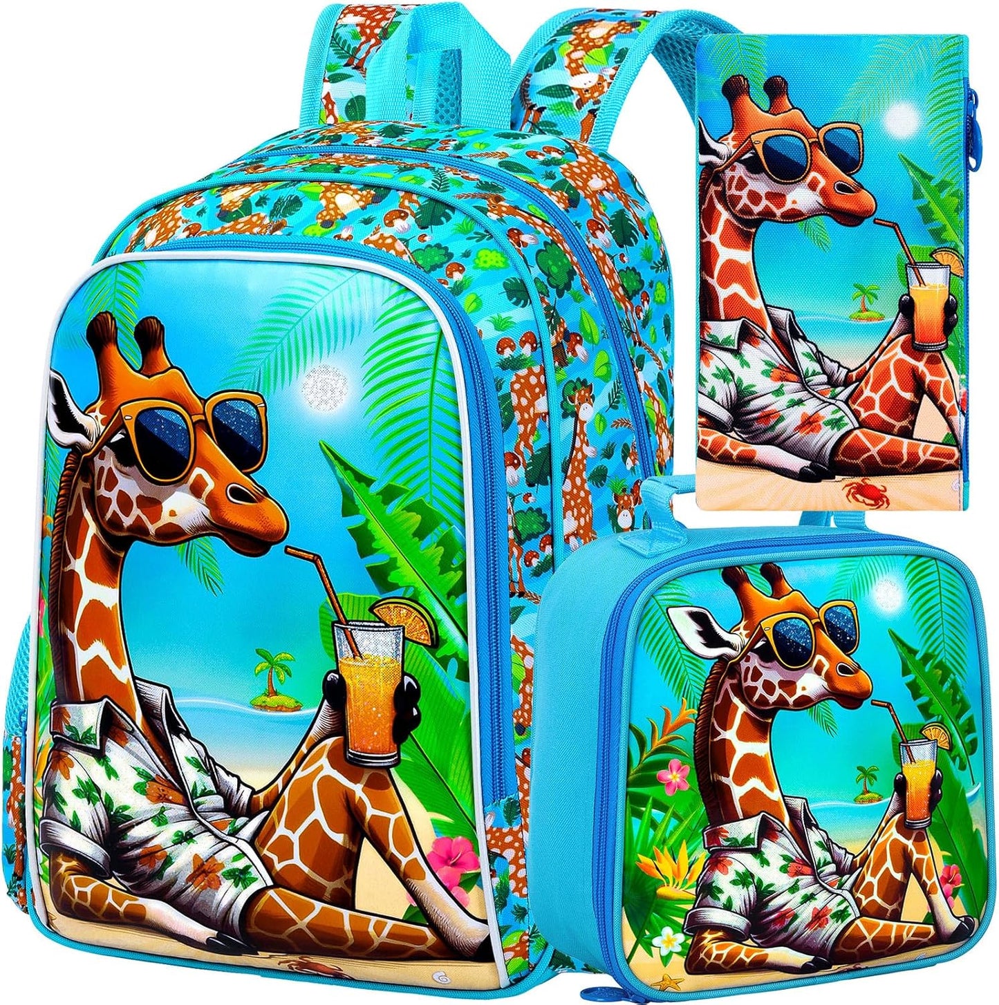 3pcs Backpack for Boys and Girls, 16” Kids Kindergarten Bookbag with Lunch Box, Cute Elementary Backpacks for Boy Girl