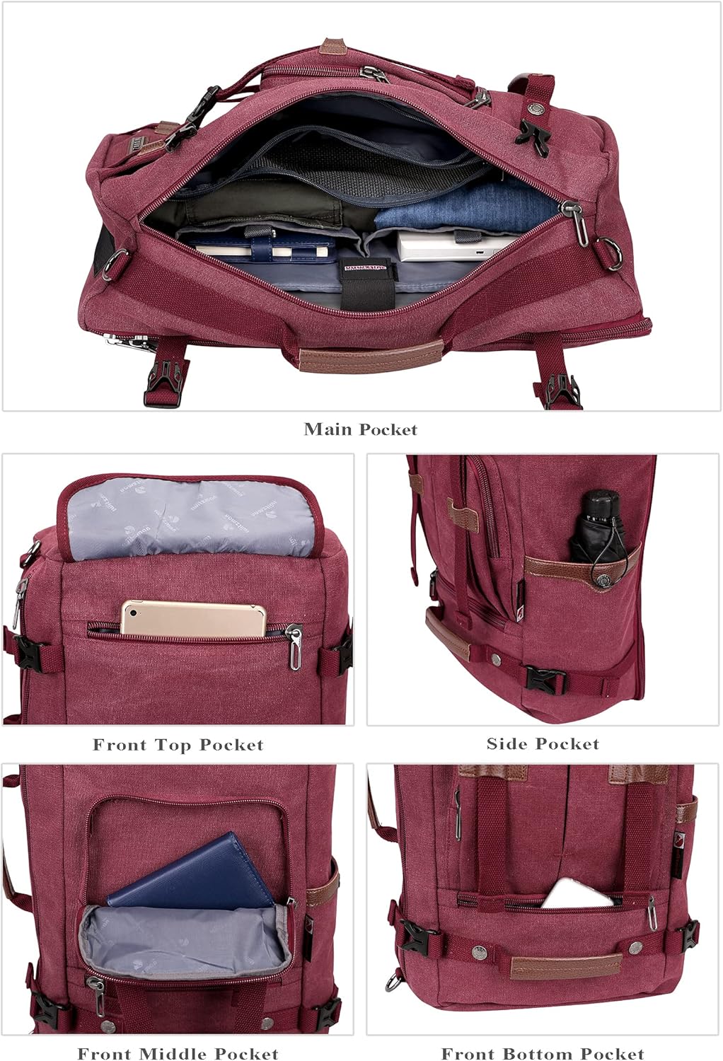 WITZMAN Canvas Backpack Vintage Travel Backpack Large Laptop Bags Convertible Shoulder Rucksack