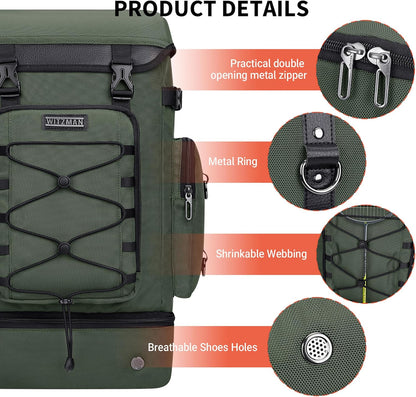 WITZMAN Travel Backpack for Men Women Carry on Bags for Airline Approved Convertible Duffle Luggage Backpack Shoe Compartment
