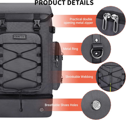 WITZMAN Travel Backpack for Men Women Carry on Bags for Airline Approved Convertible Duffle Luggage Backpack Shoe Compartment