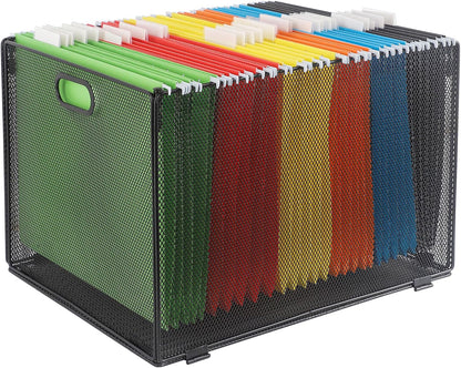 EASEPRES Hanging File Organizer Box, Metal Mesh Desk Folder Holder, 1 Pack