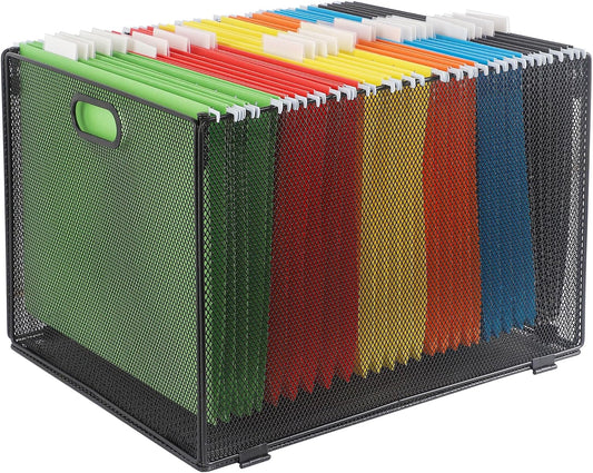 EASEPRES Hanging File Organizer Box, Metal Mesh Desk Folder Holder, 1 Pack
