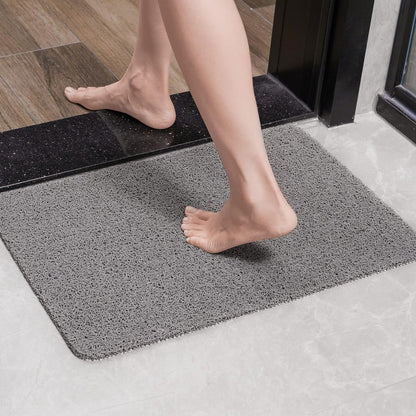 HITSLAM Shower Mat Non Slip, 24 x 16 Inch Bathtub Mat Non Slip with Drain, Soft PVC Loofah Bath Mat for Tub, Quick Drying Bathroom Shower Mat, Grey
