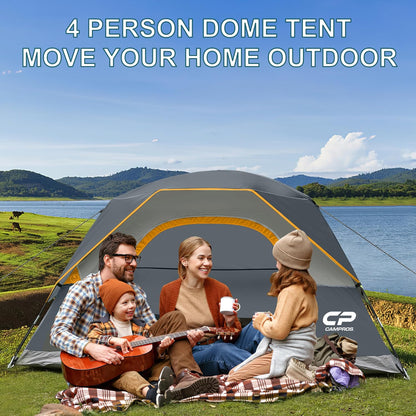 CAMPROS CP Tent 2/4/6 Person Tents, Waterproof Dome Camping Tent with Rainfly, Large Mesh Windows, Wider Door, Easy Setup, Portable with Carry Bag