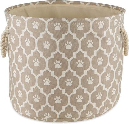 DII Bone Dry RoundSmall Pet Toy and Accessory Storage Bin, 12"(Dia) x9(H), Collapsible Organizer Storage Basket for Home Decor, Pet Toy, Blankets, Leashes and Food-Gray Stripes
