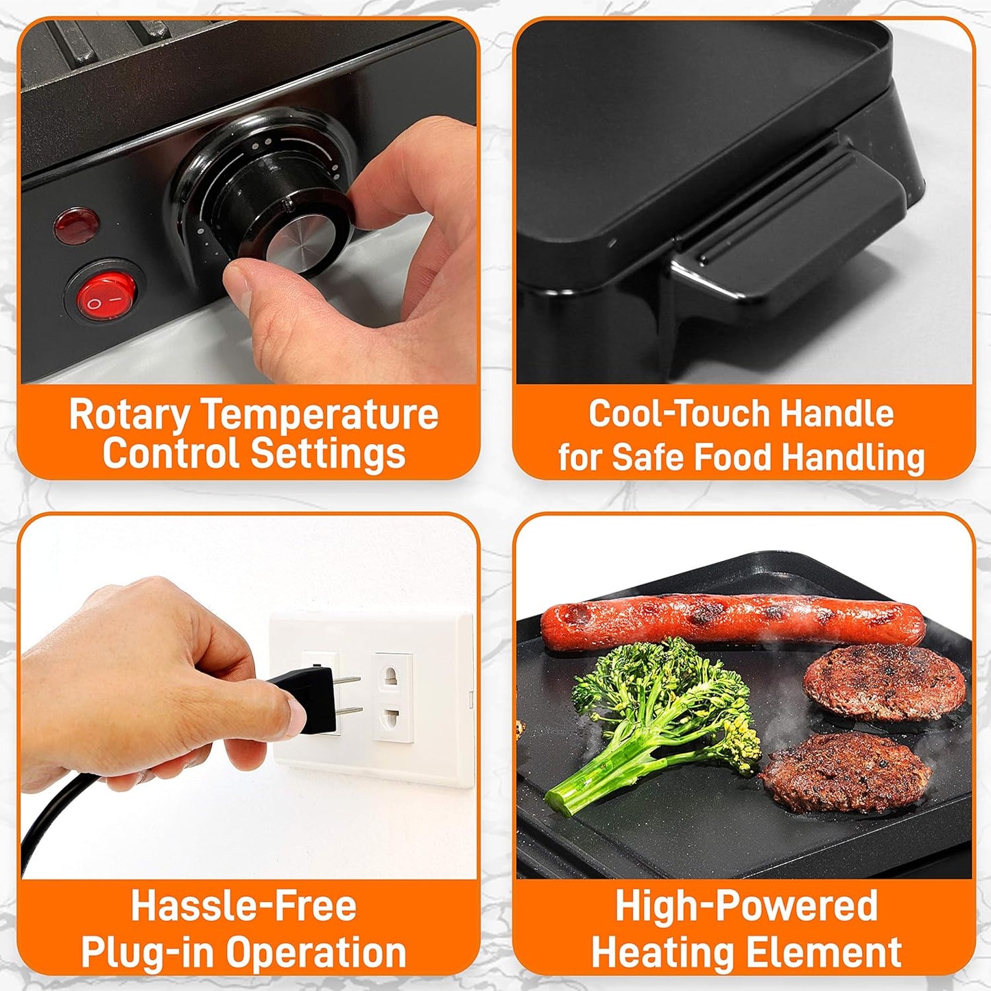 NutriChef Electric Griddle - Dual Hot Plate Cooktop Crepe Maker with Press Grill, Nonstick Coating, Rotary Temperature Control, Plug-in Operation & Oil Tray for Kitchen & Countertop (PKGRIL43)