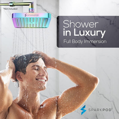 SparkPod Shower Head - High Pressure Rain - Premium Quality Luxury Design - 1-Min Install - Easy Clean Adjustable Replacement for Your Bathroom Shower Heads (Luxury Polished Chrome, 6 Inch Round)