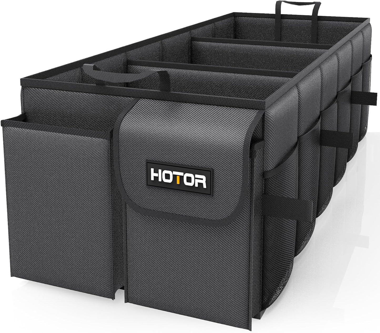 HOTOR Trunk Organizer - Car Organizer, Foldable Trunk organizer for SUVs & Sedans, Car Accessories, Tools, Sundries, 2 Compartments, Black