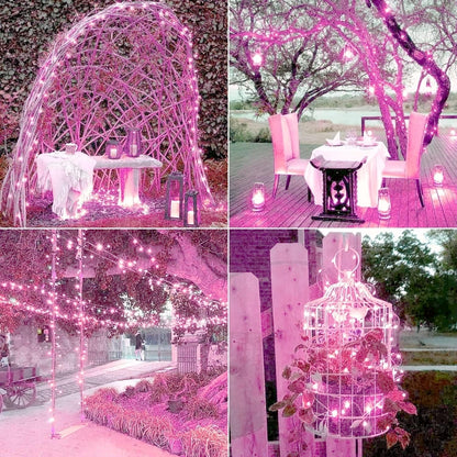 Solar Halloween Decoration Lights, JMEXSUSS 2 Pack 33FT 100 LED Orange and Purple Halloween String Lights, Halloween Lights with 8 Modes for Halloween Tree Yard Outdoor Spooky Party Garden Decorations