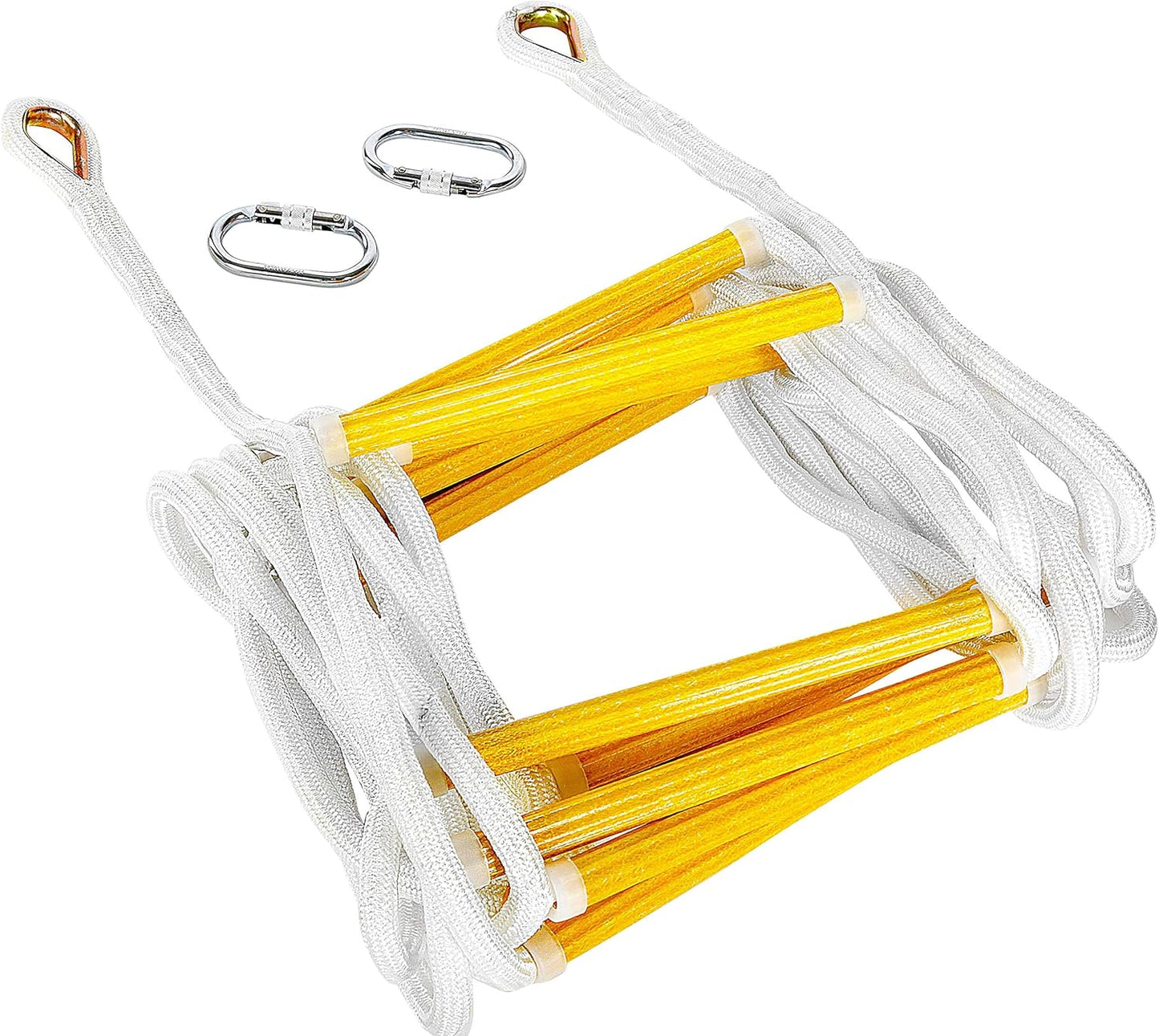 ISOP Fire Escape Rope Ladder 5 m with Spring Hooks - Emergency Evacuation Ladders - Flame Resistant Compact & Lightweight Safety Ropes 900 kg Weight Capacity - Hanging Ladders for Work