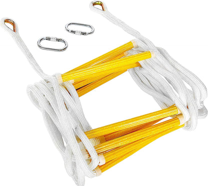 ISOP Fire Escape Rope Ladder 5 m with Spring Hooks - Emergency Evacuation Ladders - Flame Resistant Compact & Lightweight Safety Ropes 900 kg Weight Capacity - Hanging Ladders for Work