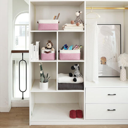 OrganiHaus Large Fabric Storage Baskets for Shelves 3 Pack, 15x11in Closet Storage Bins for Shelves, Cloth Baskets, Fabric Storage Cubes, Linen Closet Organizers, Fabric Basket, White Basket