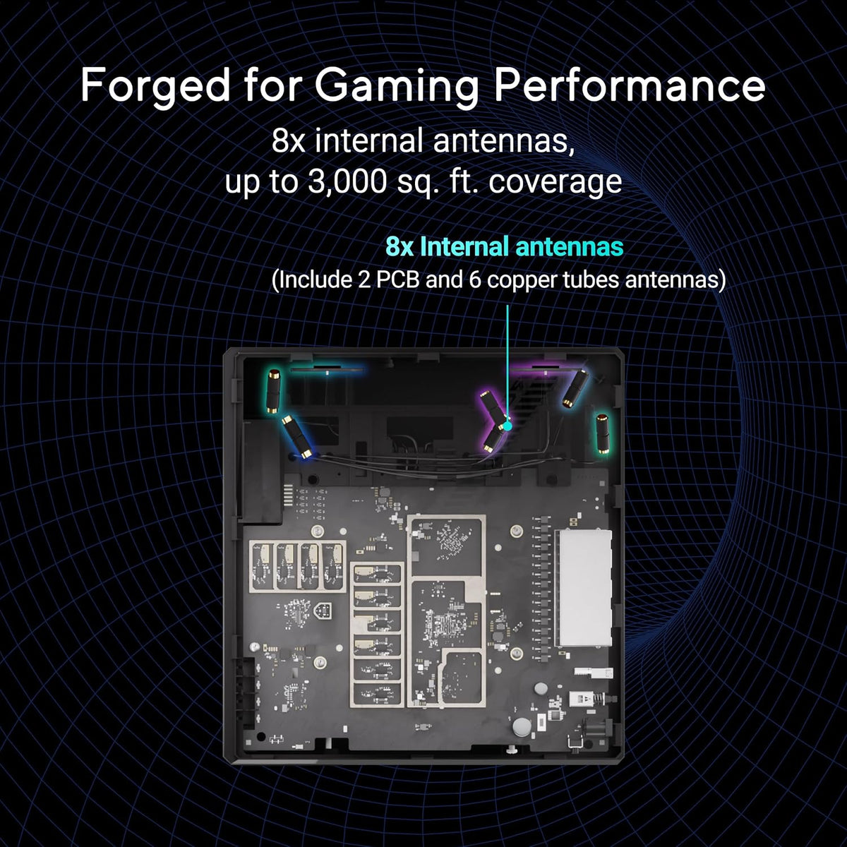 ASUS ROG Strix GS-BE12000 WiFi 7 Gaming Router - Tri-Band, 12Gbps, Mesh Coverage up to 3,300 Sq. Ft., 2.5G Port x8. Game Boost for Low Latency Gaming & Streaming. VPN support