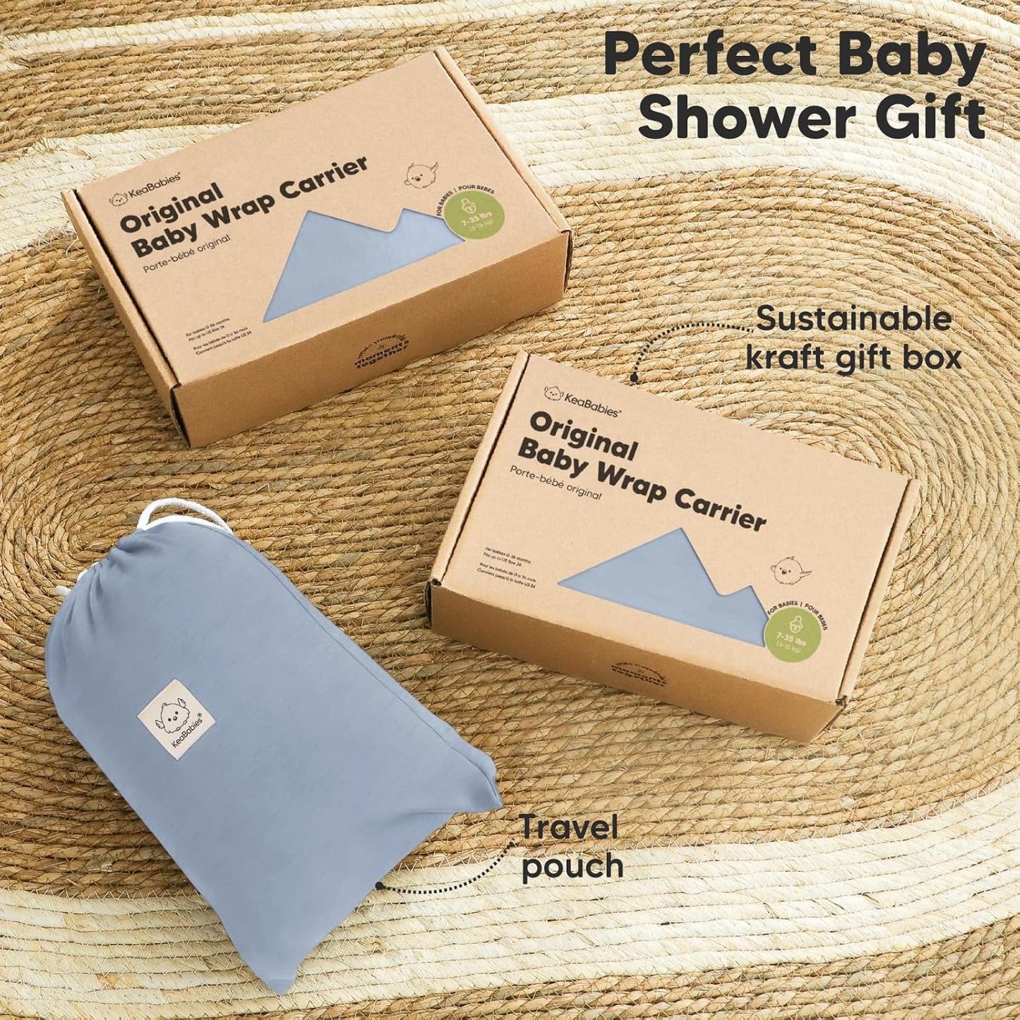 KeaBabies Baby Wrap Carrier - All in 1 Original Baby Carrier Newborn To Toddler Sling, Easy to Wear, Hands Free Bonding, Lightweight, Breathable Infant Wraps (Trendy Black)