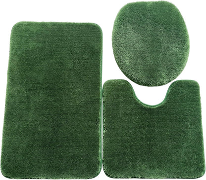 Daniel's Bath & Beyond 3 Piece Solid Luxury Bath Mat, Lime Green, (3PC Solid Luxury)
