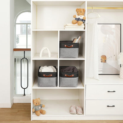 OrganiHaus Large Fabric Storage Baskets for Shelves 3 Pack, 15x11in Closet Storage Bins for Shelves, Cloth Baskets, Fabric Storage Cubes, Linen Closet Organizers, Fabric Basket, White Basket