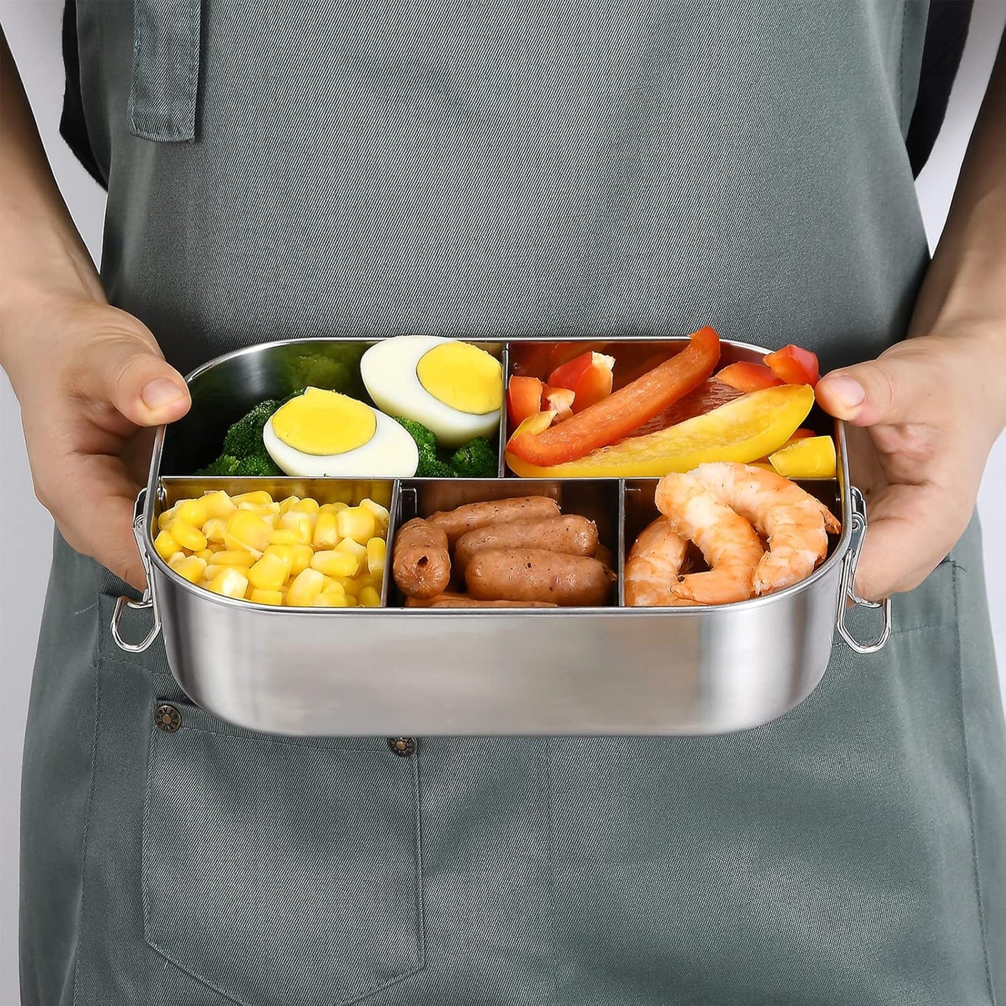 UPTRUST Leak Proof Stainless Steel Bento Lunch Container, (47OZ/1400ML) Metal Bento Lunch Box for Kids or Adults, 3 Compartment Packing Box for Work Lunch