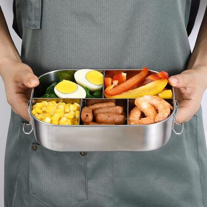 UPTRUST Leak Proof Stainless Steel Bento Lunch Container, (47OZ/1400ML) Metal Bento Lunch Box for Kids or Adults, 3 Compartment Packing Box for Work Lunch