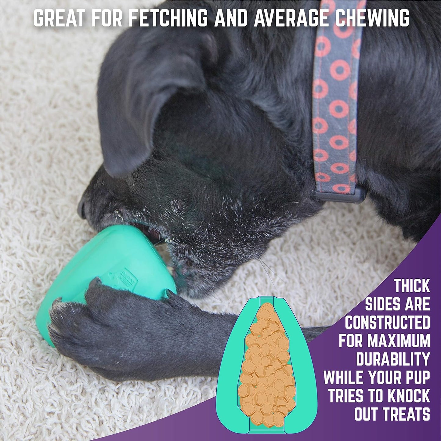 Chew King Premium Treat Dog Toy, L, Extremely Durable Natural Rubber Toy, Pack of 2
