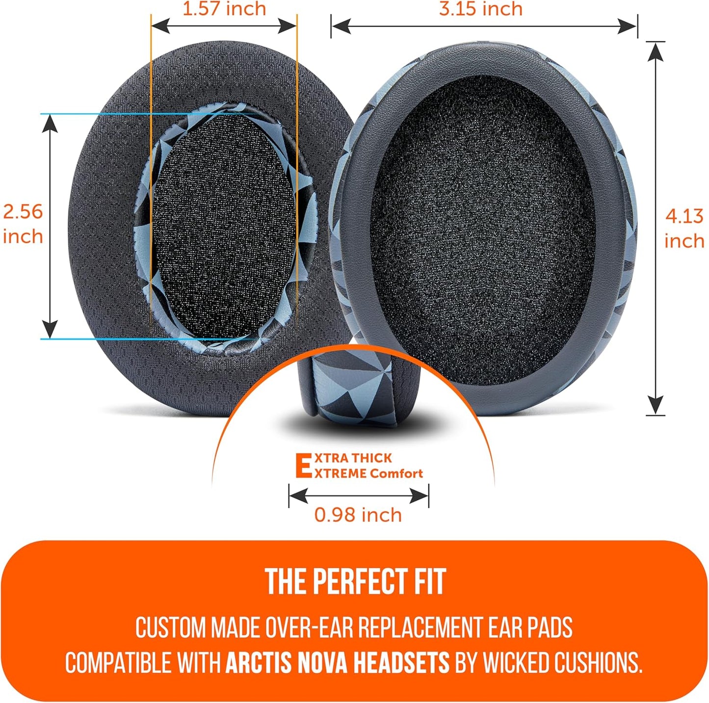 WC Freeze for Arctis Nova - Hybrid Fabric Cooling Gel Replacement Earpads for Arctis Nova Pro Wired, Nova 7, 5, 4, 3, 1 - Made by Wicked Cushions (Does Not Fit Nova Pro Wireless) | Black