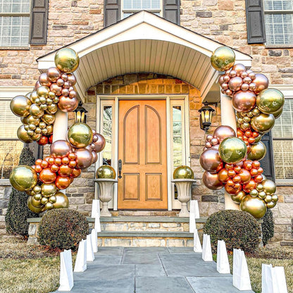 Gold Metallic Chrome Latex Balloon Arch Kit, 102PCS 18In 12In 10In 5In Arch Garland For Festival Picnic, Engagement, Wedding, Birthday Party, Gold Theme Anniversary Decoration With 33FT Ribbon