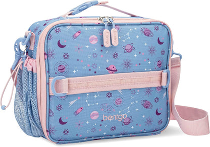 Bentgo® Kids Lunch Bag - Durable, Double Insulated, Water-Resistant Fabric, Interior & Exterior Zippered Pockets, Water Bottle Holder - Ideal for Children 3+ (Shark)