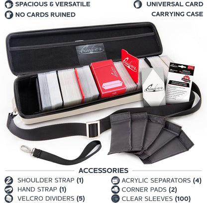 Pink Bolt Card Carrying Case - Playing Card Case Deck Box Storage, Compatible with TCG, Magic: the Gathering Commander MTG, YuGiOh & other Trading Cards (+ 100 Apollo Sleeves)