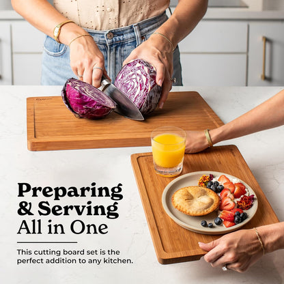 SMIRLY Wood Cutting Boards For Kitchen Meal Prep & Serving, Bamboo Cutting Board Set, Charcuterie Chopping Boards and Wooden Cutting Boards for Kitchen