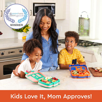 Bentgo Kids Prints Leak-Proof, 5-Compartment Bento-Style Kids Lunch Box - Ideal Portion Sizes for Ages 3-7, Durable, Drop-Proof, Dishwasher Safe, & Made with BPA-Free Materials (Green Rainbow)